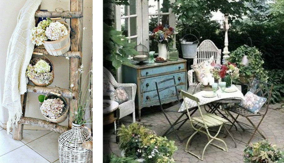 Shabby chic trädgård: många eleganta och billiga idéer